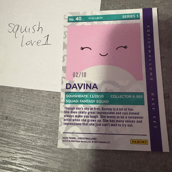 Davina the octopus squishmallows panini trading card hologram series 1 - Picture 2 of 2